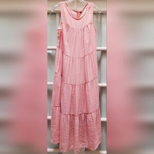 NWT Newshows Women's Pink Sleeveless Tiered Maxi Dress - Size M